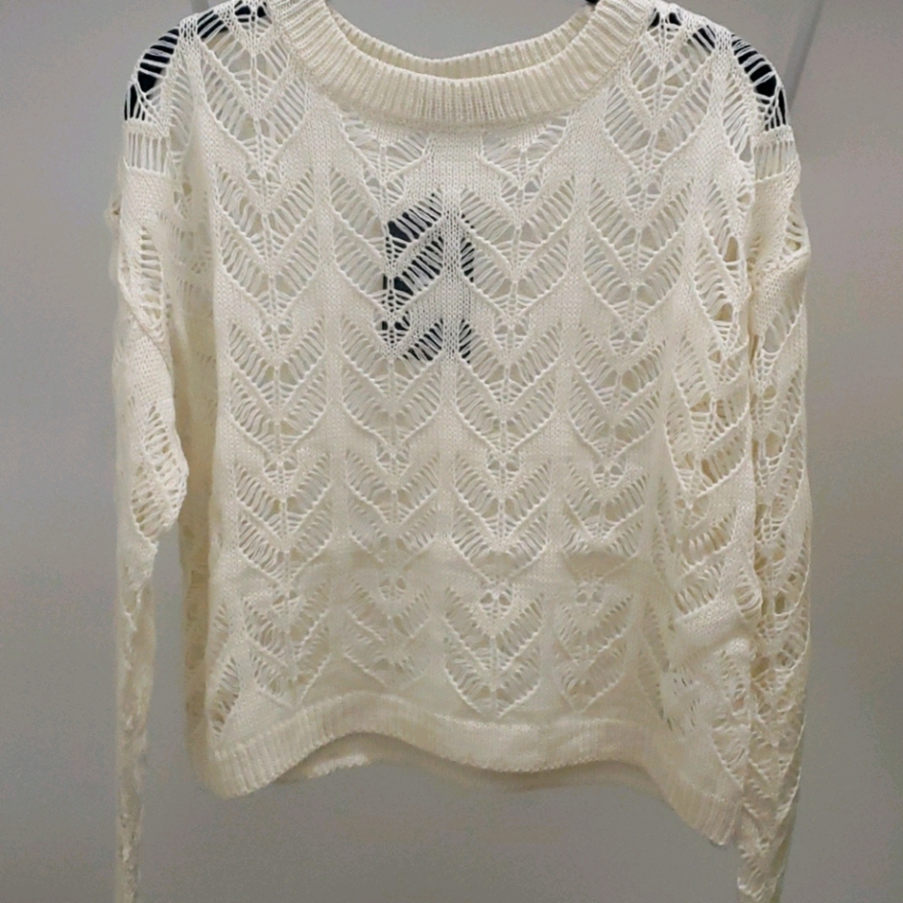 Beige Knit Sweater Shirt